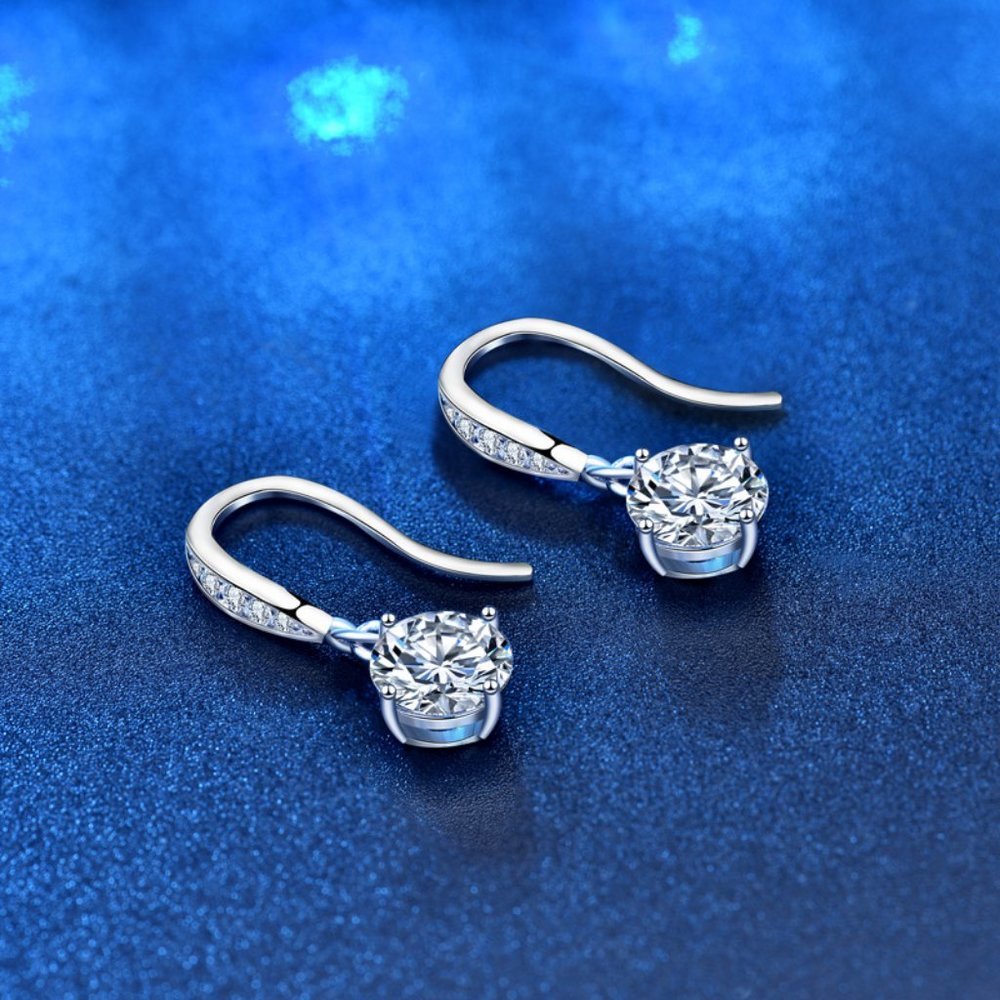 Certified 2ct. t.w. Moissanite Diamond Drop Earrings NEW - Picture 5 of 9
